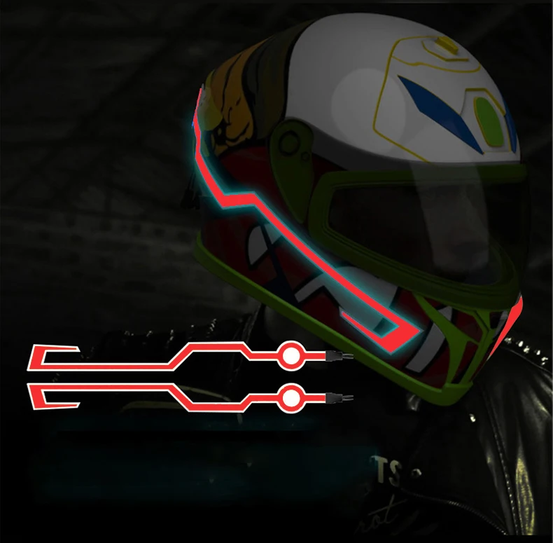 7 colors New arrival cool shapes riding led helmet light strip for full motorcycle helmet