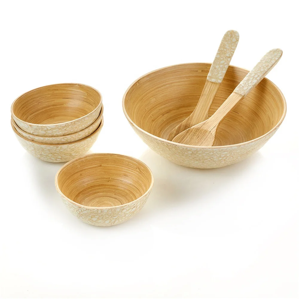 Set of 7 Bamboo Dishes to Hold Food Fruits Salads Cereals Customize Colors And Print Logo on Products Nhatminh Vietnam