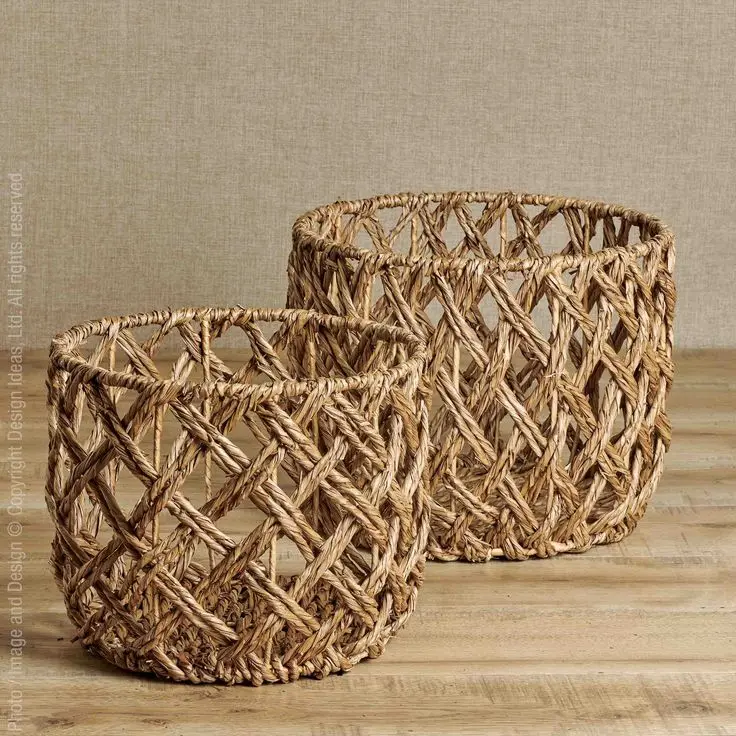 4-Compartment Wicker Serving Tray Rattan Bamboo Plastic Storage Baskets for Home Kitchen Organization & Bag Use