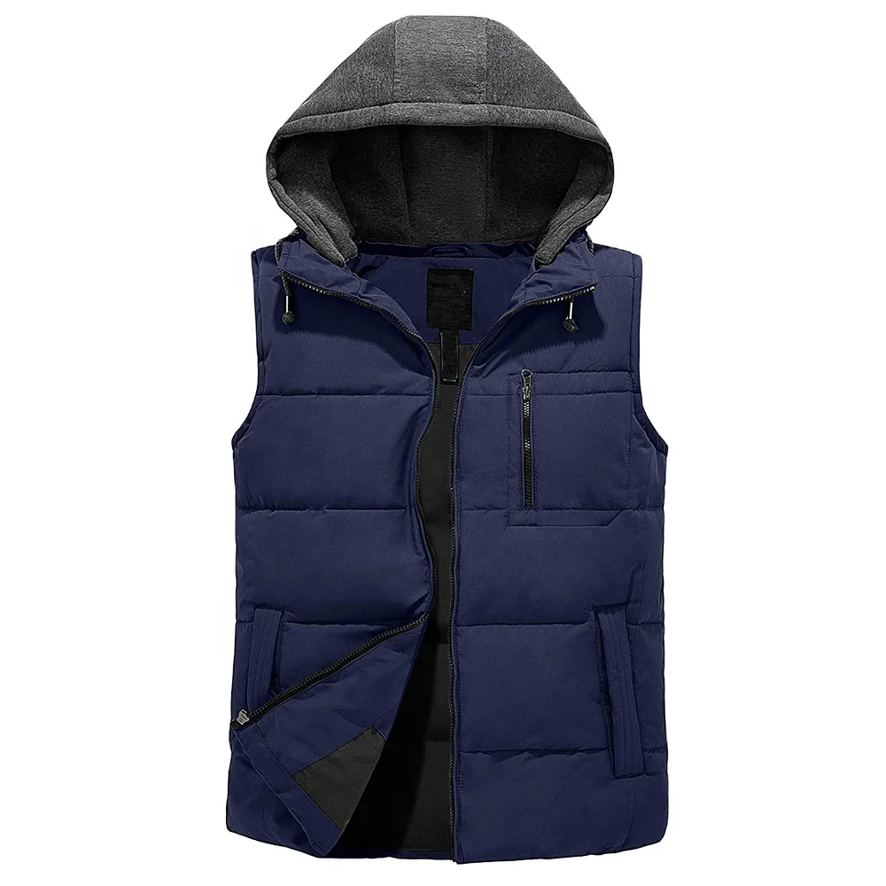Custom Puffer Vest Men Quilted Winter Padded hooded Sleeveless waistcoat Gilet for Casual gilet Work Travel Outdoor OEM