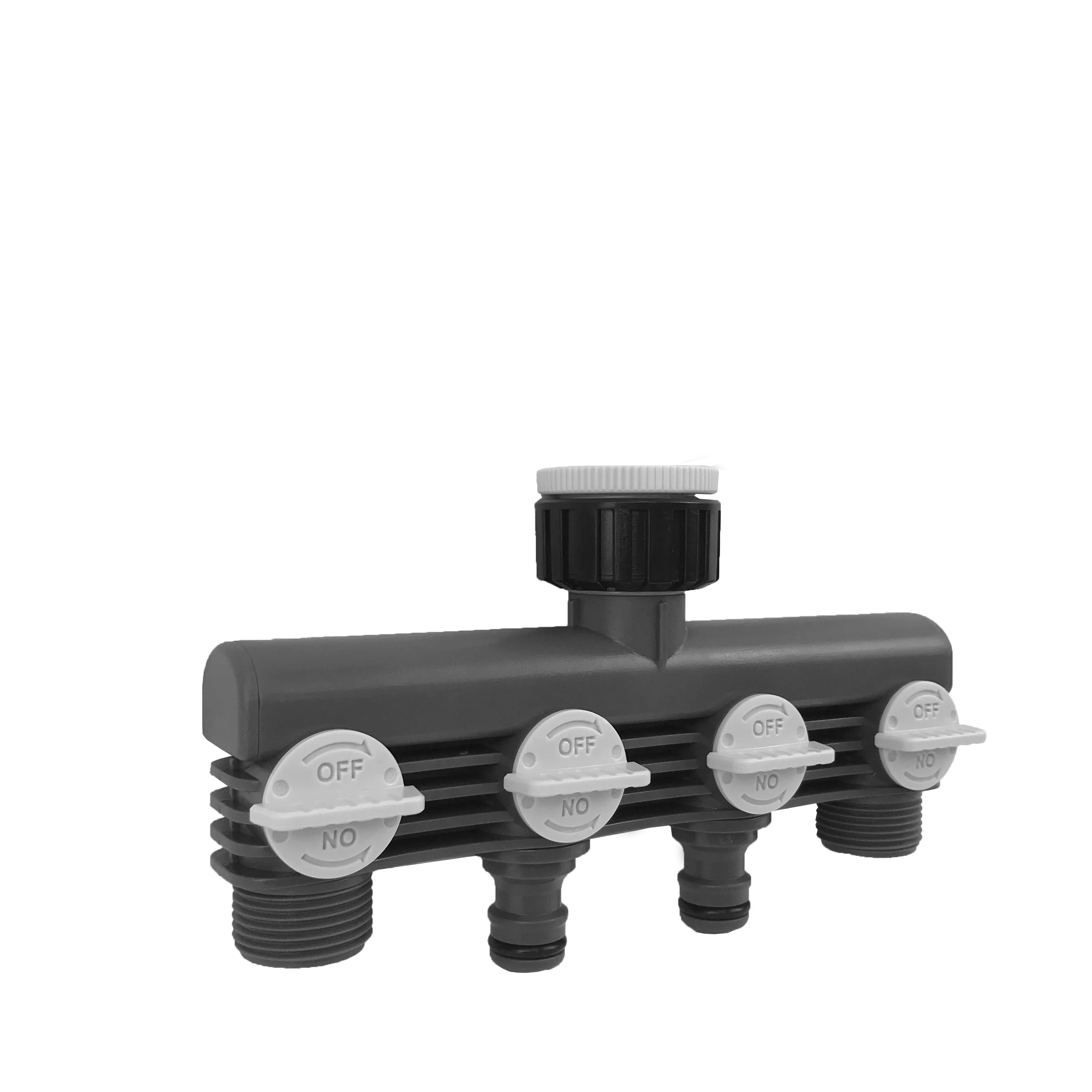 4-Way Individual Shut Valves Plastic Garden Water Connector Manifold Tap for Separate Control of Water Flow Accessory
