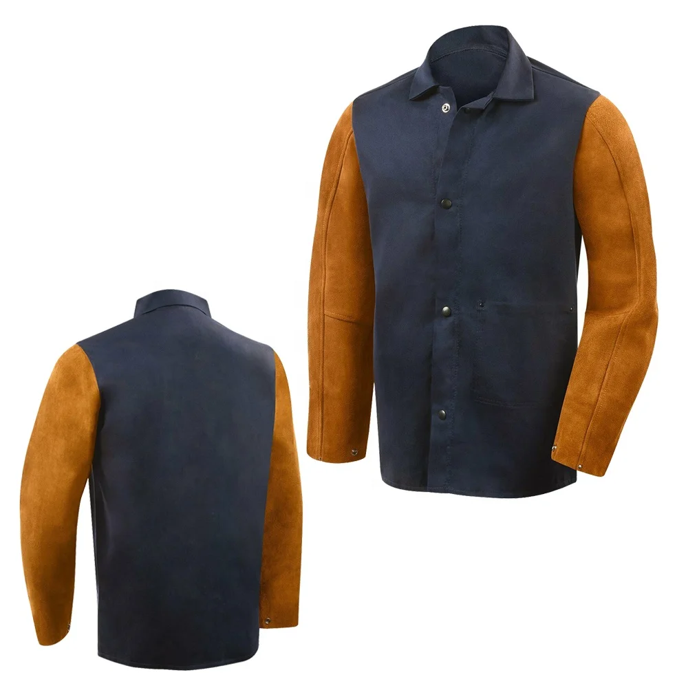 Leather Welding Jackets Flame Resistant Welder Safety Clothes Long Sleeves Welding Work Jacket