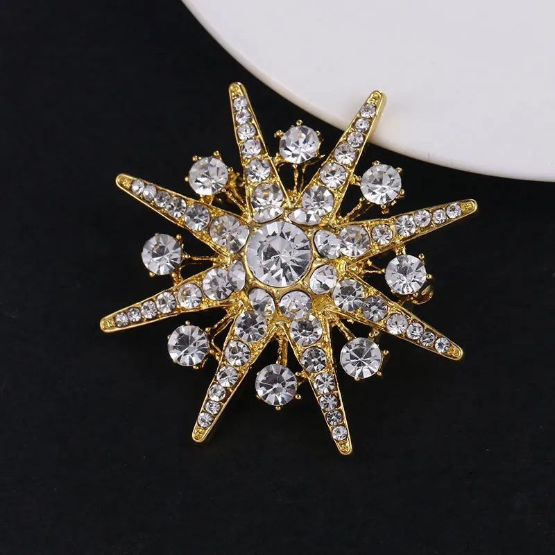 Sparkly Cubic Zirconia Star Brooch Costume Ornament Jewelry Diamond Brooch Pin Custom Art Deco Clothing Decor Accessory Clip Pin