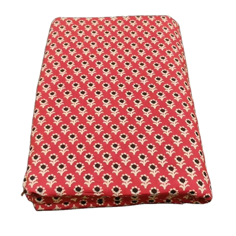 Indian Hand Block Print Floral Design Soft Cotton Fabric for Summer Clothing African Style Handmade Dressmaking Fabric by Yard
