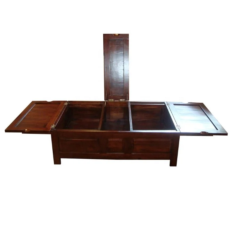 Teak Wood Coffee with Storage Tea Table Lift Top Trunk Coffee Table with Tray for Modern Minimalist Living Room Home Furniture