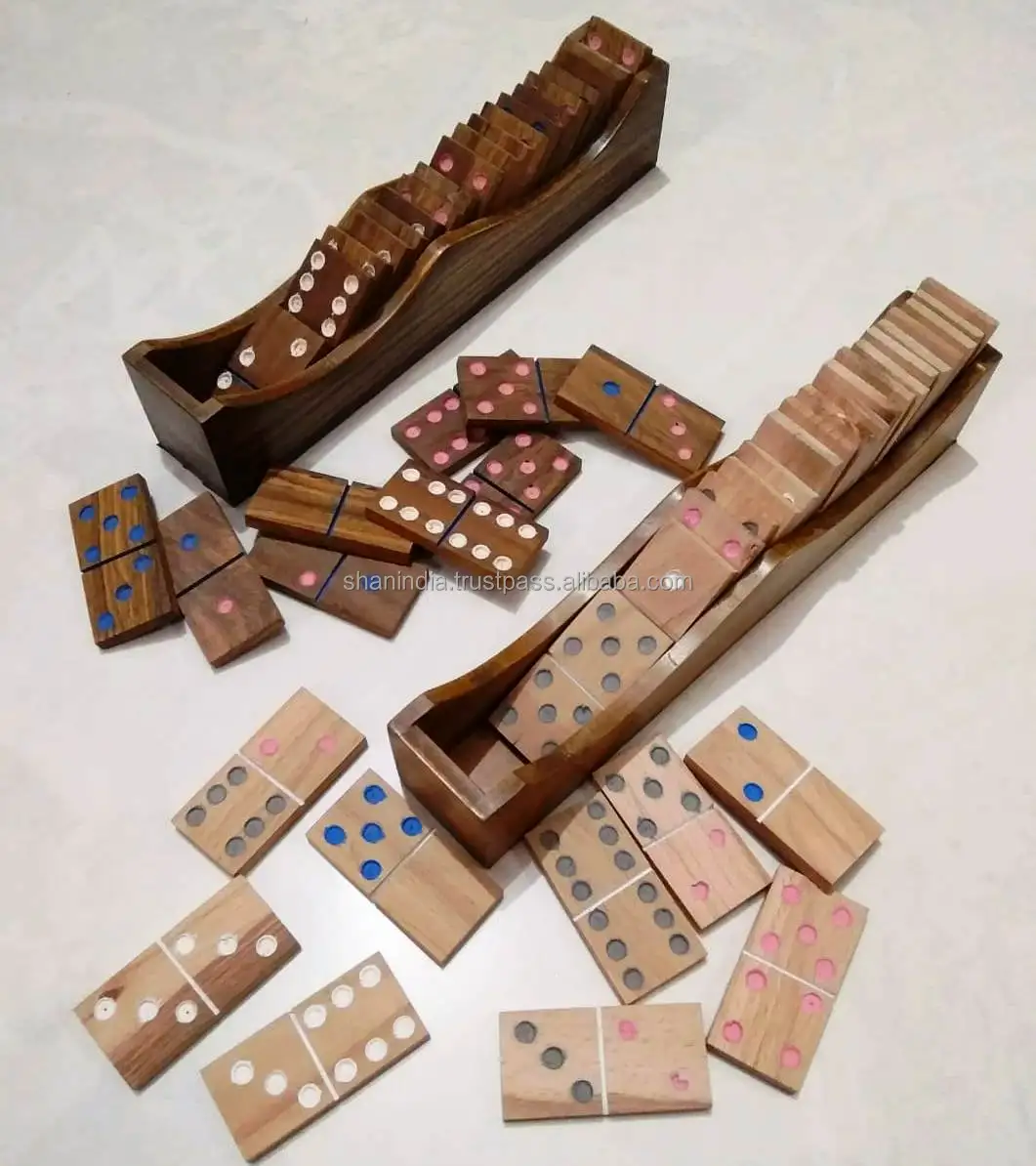 Handmade Wood 28 chips Domino Games for Kids and Adults