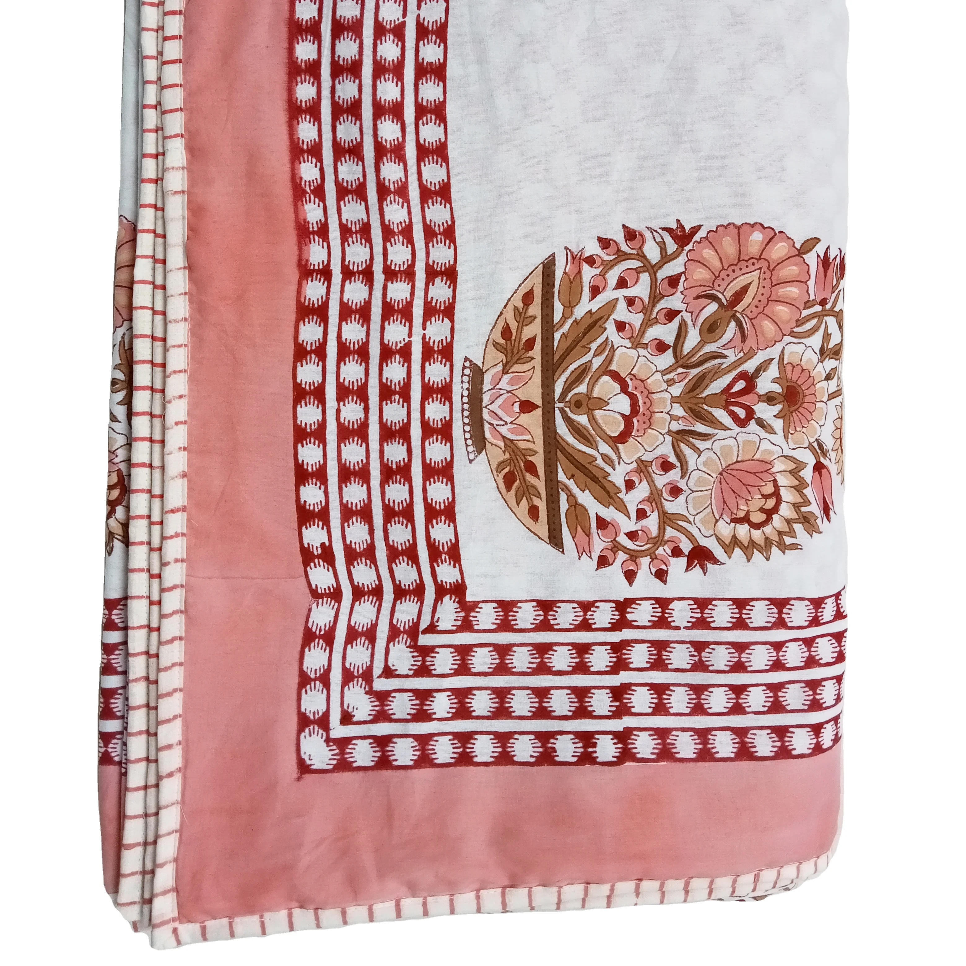 Indian Hand made Reversible Dohar Soft Cotton Quilt Hand Block Print Quilt Floral Print Soft Cotton Quilt AC Blanket
