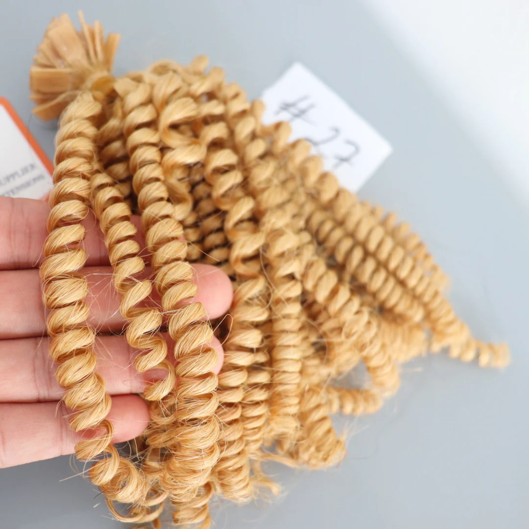 12A Grade Virgin No Synthetic Fiber Flat Tip Finger Curly Color Hair Extensions Vietnamese Hair