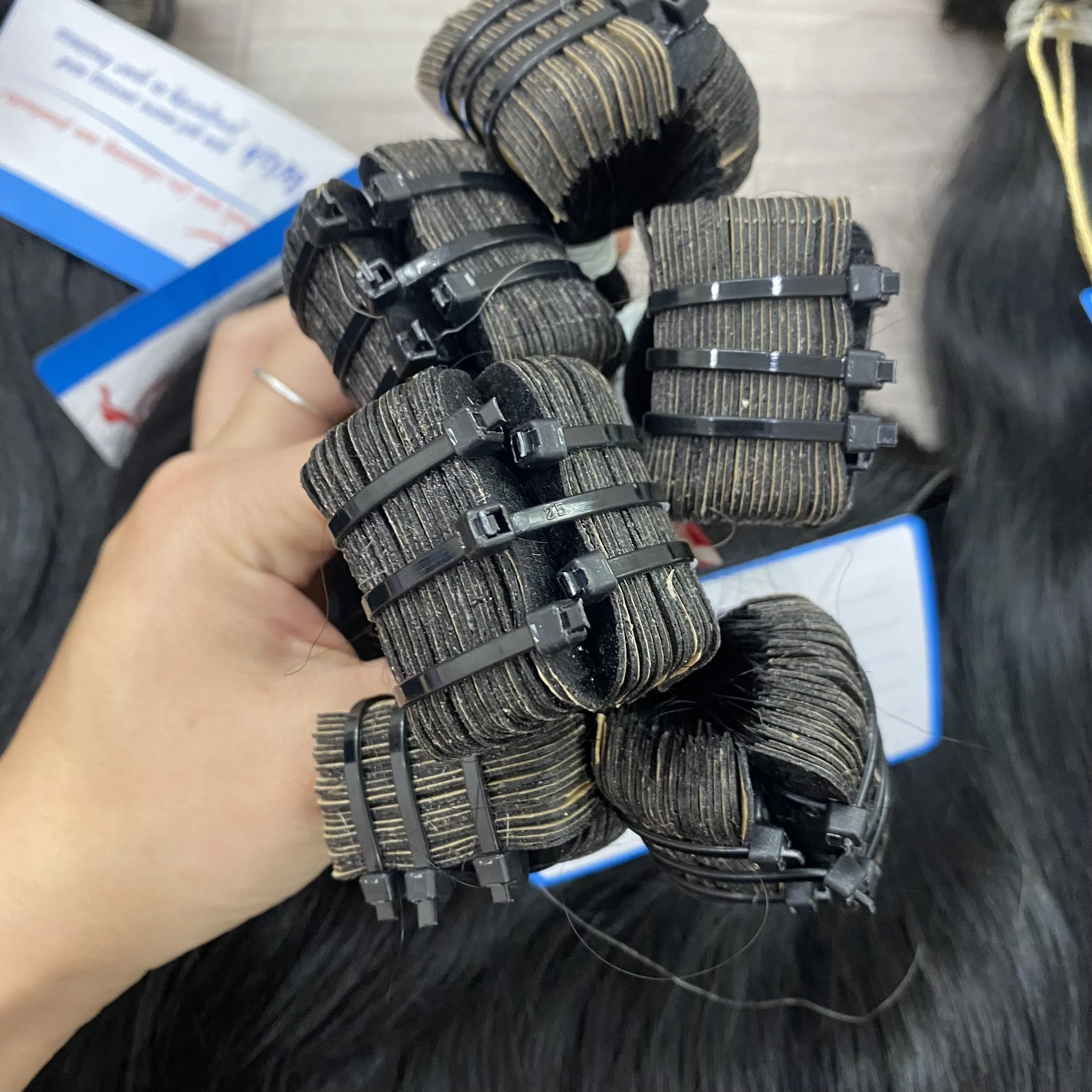 NEWLY STOCKED natural black tape bundle closure. Wholesale unprocessed raw Vietnamese hair from one donor. Factory export ready