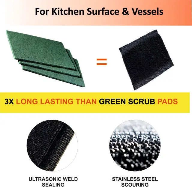 Scrub  Cleaning Sponges/Dual Sided Scouring Pad and Sponge/Reusable Kitchen Scrubbing Sponges for Dishes