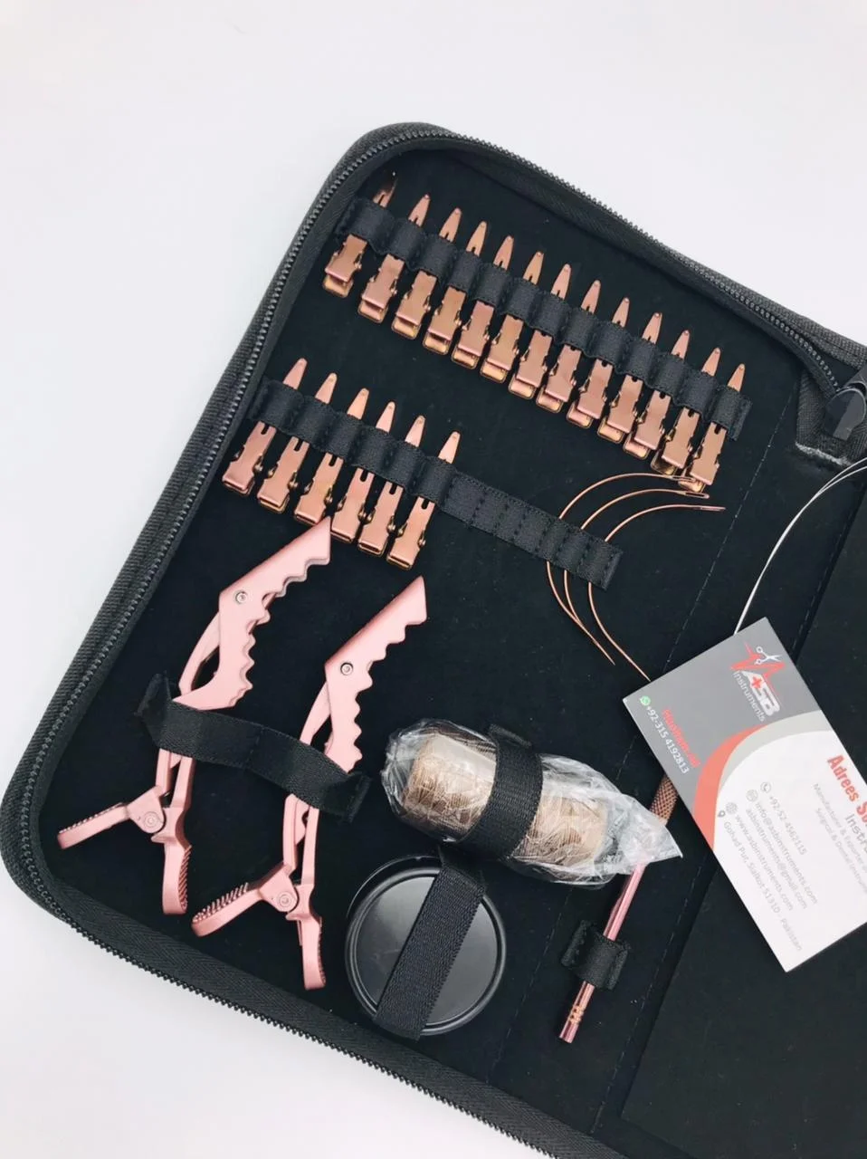 Hand Tied Hair Extension Tools Kit With Sewing Needle Rose Gold Stainless Steel Hair Extension Pliers With Hair Clips, Scissors