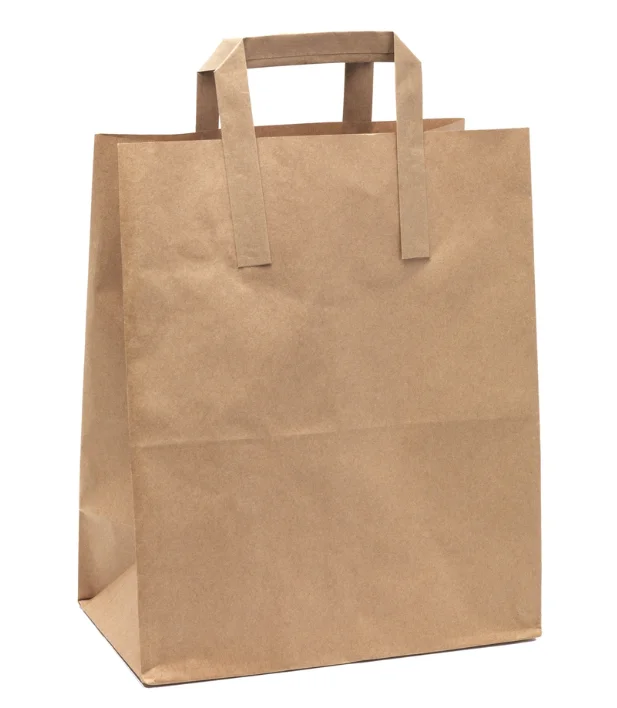 Shopping Grocery Brown And White Kraft Paper Bag With Handles Custom Logo And Color Eco Friendly From Factory Vietnam 2024