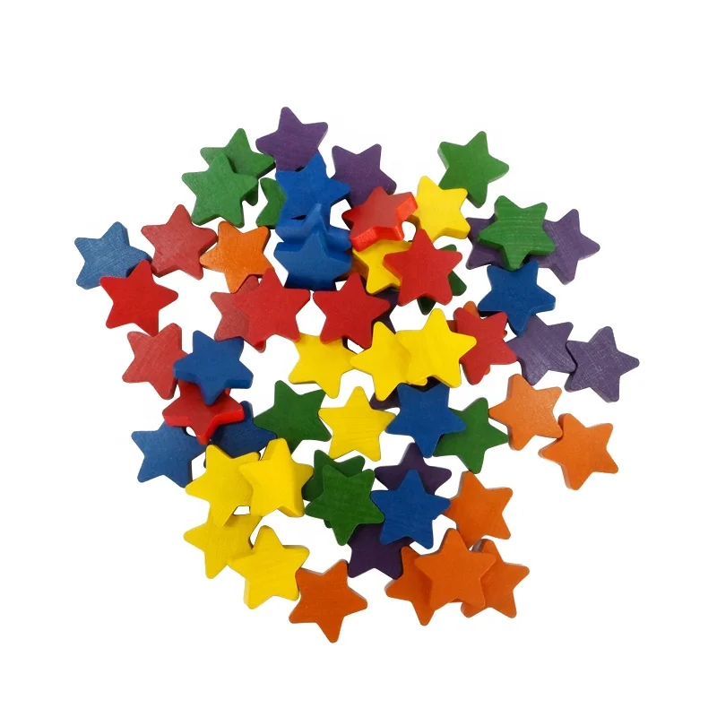GD -6 Colors Wooden Five-pointed star;wooden blocks for crafts/wood stacking toy/geometric wood shapes