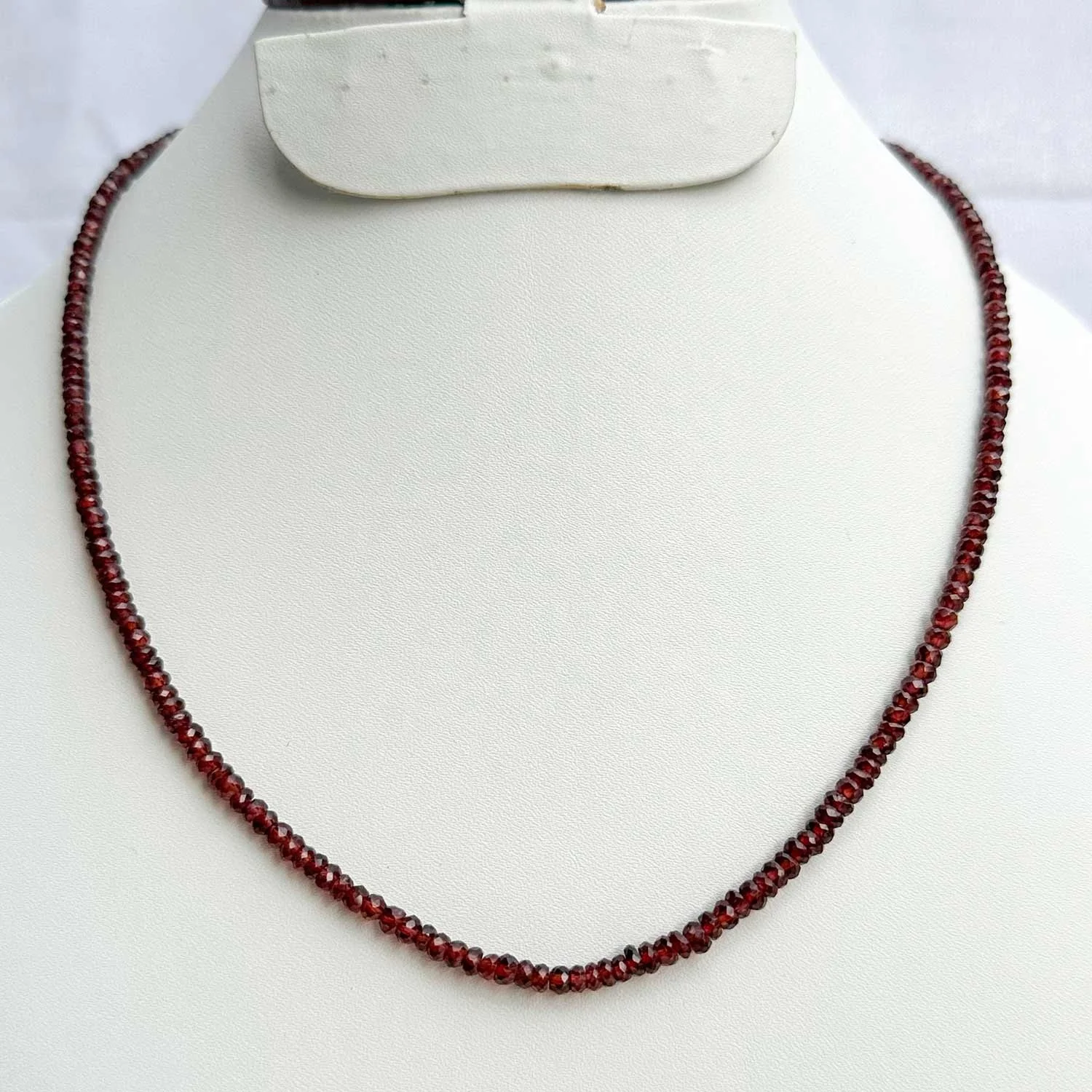 AAA++ Natural Red Garnet Faceted Rondelle Beads Necklace 925 Sterling Silver Necklace For Jewelry Woman Christmas Gift