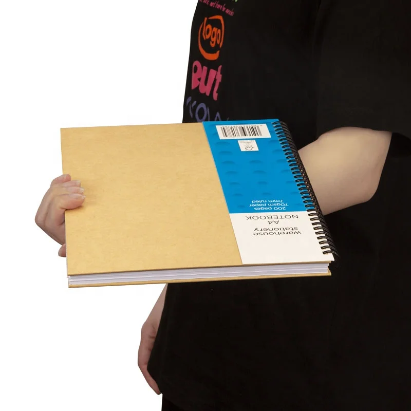 
A4 A5 200 Pages kraft College writing Excercise Hardcover Spiral Ruled Notebook/Journal with 70g Premium Thick Paper 