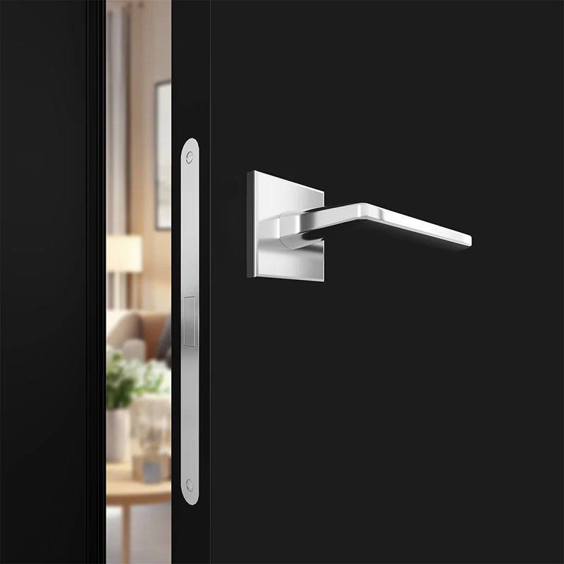 Professional Modern Interior Door Black Matte MDF Wood Door Bedroom Door Design with Frosted Glass for Home Apartment