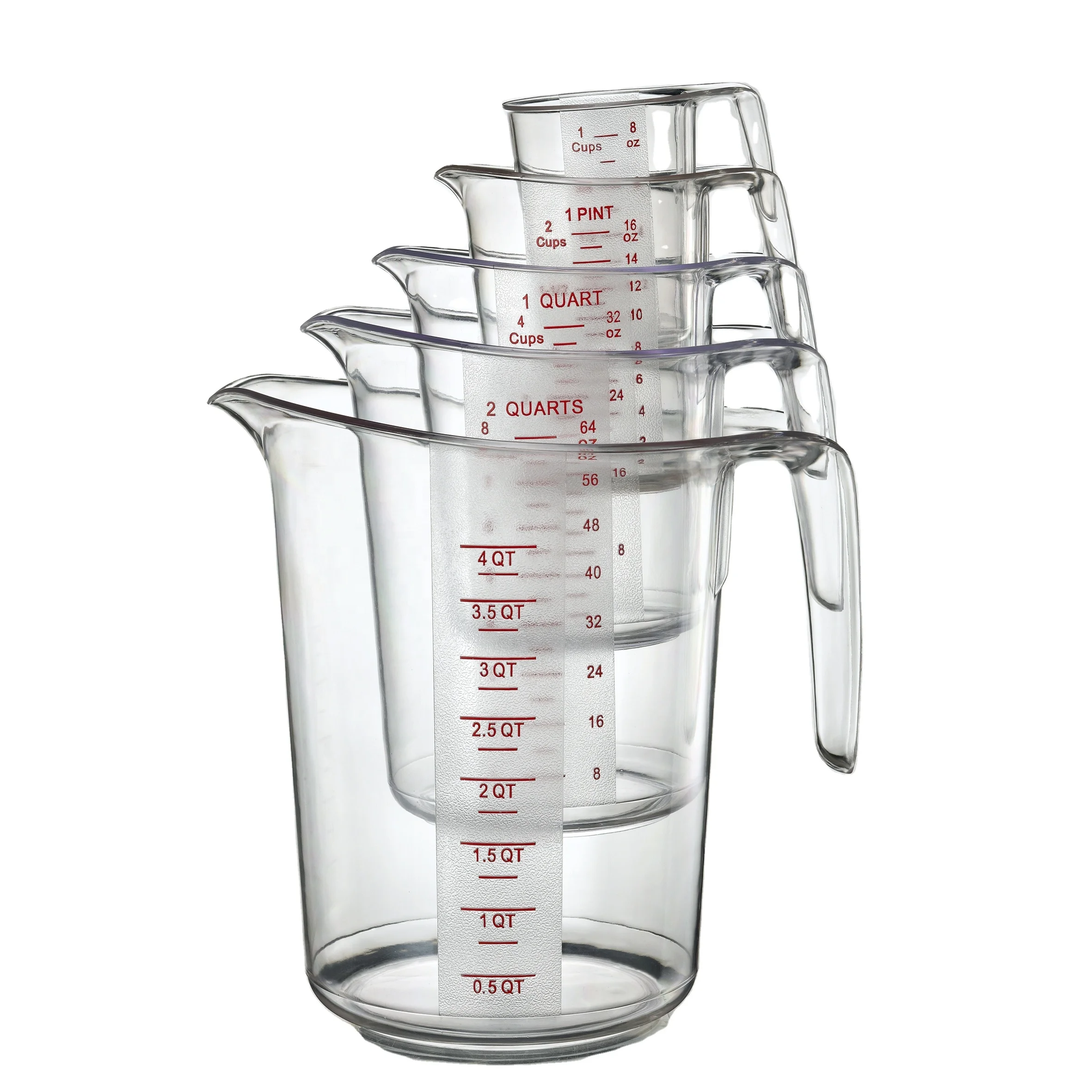 Measure Jug Plastic Measuring Cups Pitcher Tool with Scales 250ML & 500ML & 1000ML & 2000ML & 4000ML for Hotel Restaurant