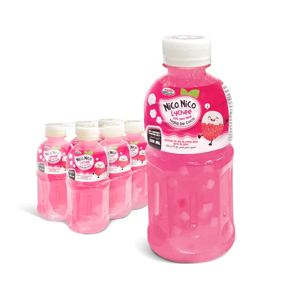 Nico Nico 320ML PET Bottle Lychee Juice with Nata De Coco Drinks Healthy Beverage Wholesale Supplier from Vietnam Manufacturer