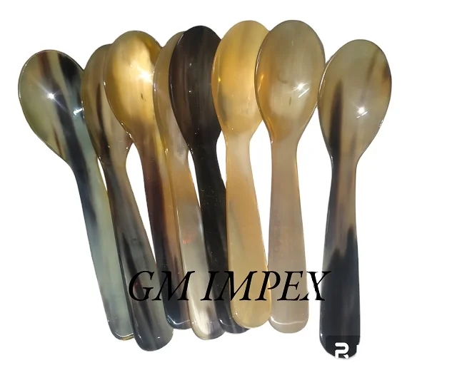High Quality Buffalo Horn Spoons Latest Nautical Design Handmade Kitchen Utensils Polished Handle Tea Sugar Seasoning Spoons