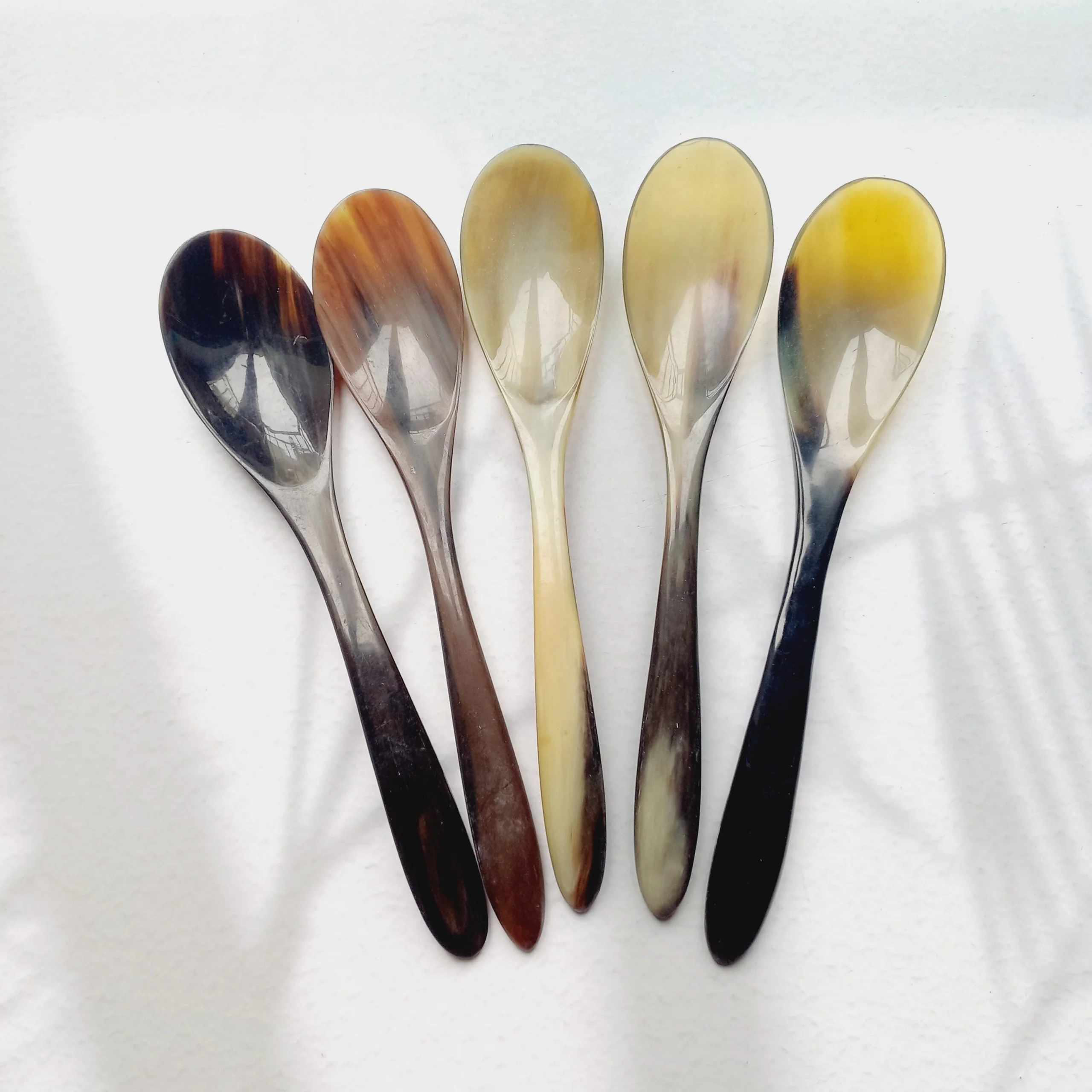 Custom Made Natural Buffalo Horn Kitchen Cutlery, Including Horn Spoons, Horn Fork And Horn Knives From Vietnam