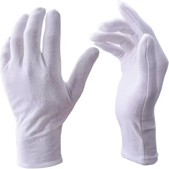 High Quality 100% Cotton Terry Gloves Knitted White Hand Gloves for Daily and Outdoor Use