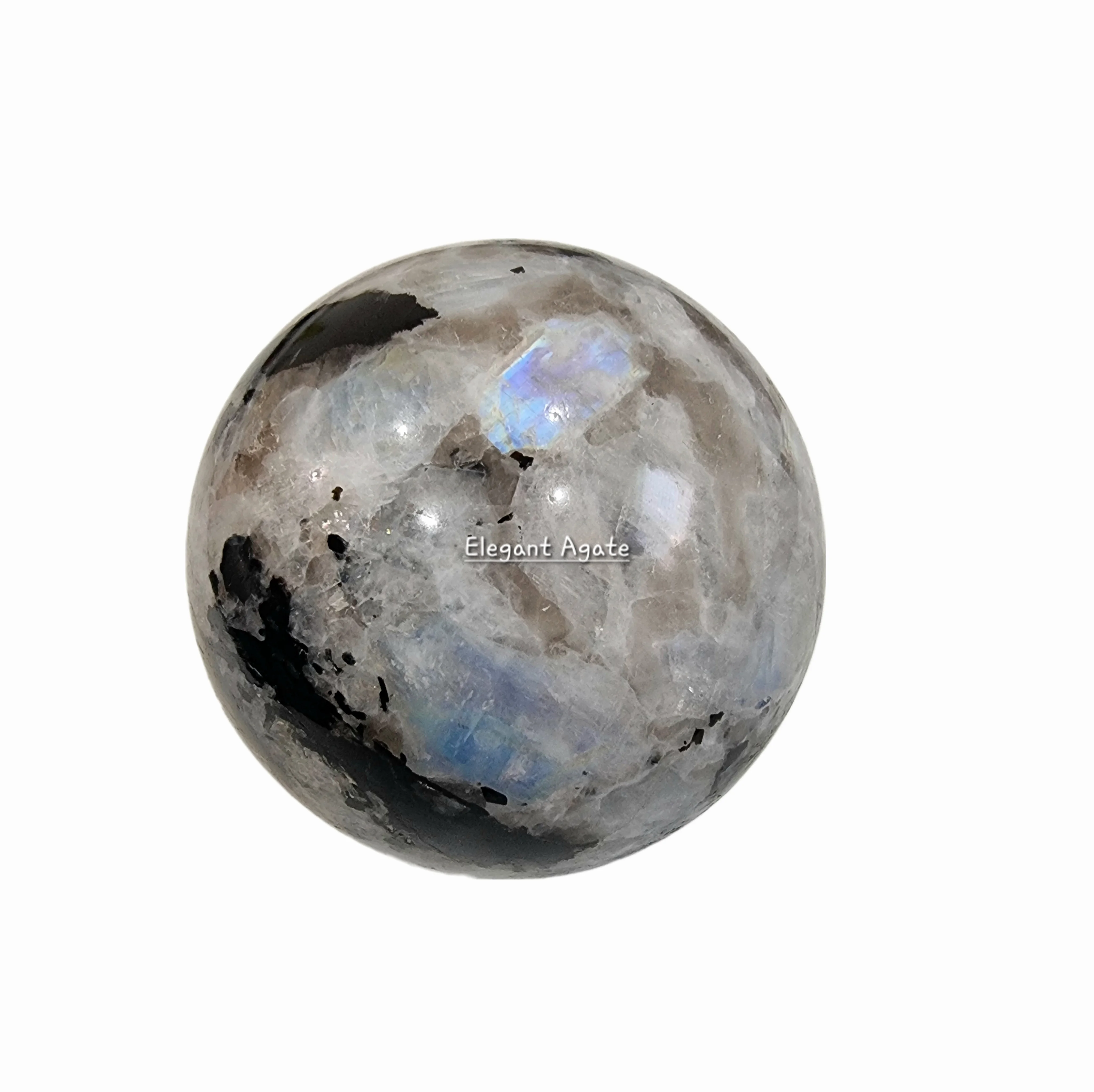 FLASHY RAINBOW MOONSTONE SPHERE TOP POLISHED CRYSTAL WHITE MOONSTONE BALL HEALING MEDITATION BALL FENG SHUI FROM ELEGANT AGATE