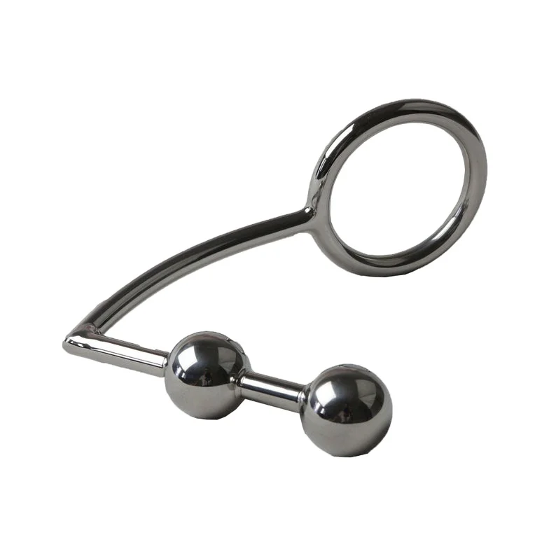 steel anal hook with cock ring,butt plug,two anal balls