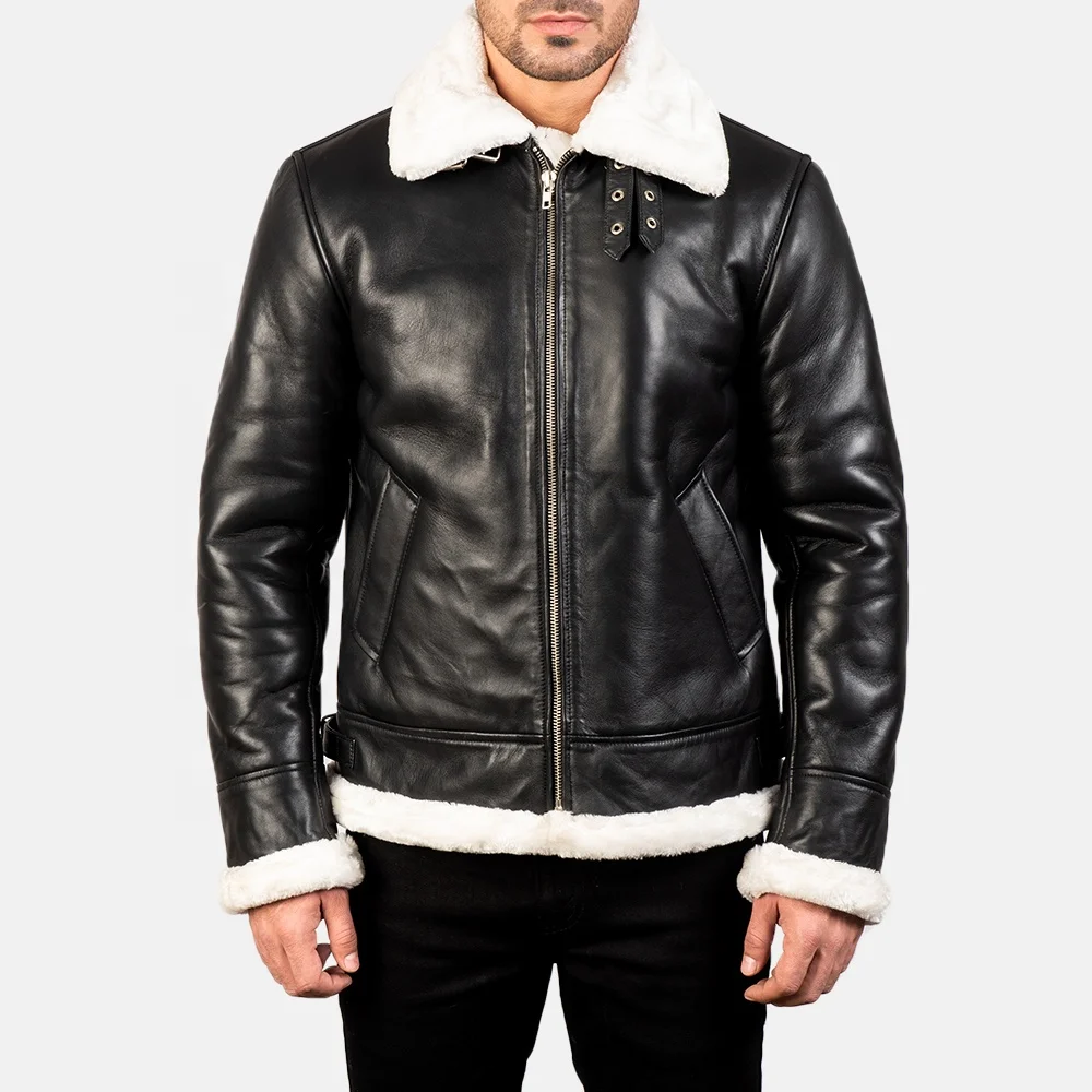 Men Real Leather Jackets Fashion Wear Black Pullover Warm Cowhide Leather Fancy Jacket Men Jacket