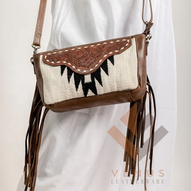 Handcrafted Aztec Leather Sling Bag, Hand made, Engraved for Whole sale Ladies Leather Bags 100% Real Leather Handbags