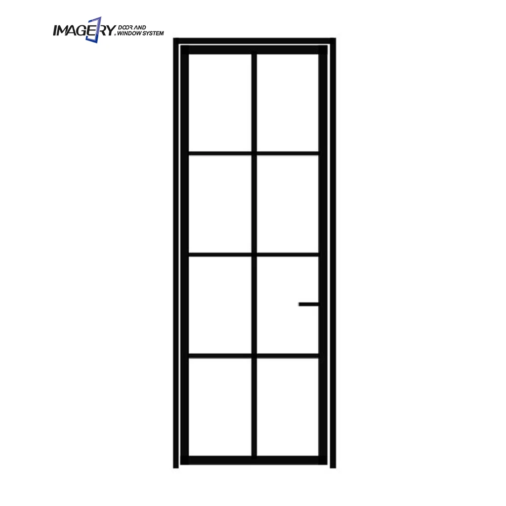 Imagery new product aluminum tempered glass narrow frame casement door bathroom door toilet door