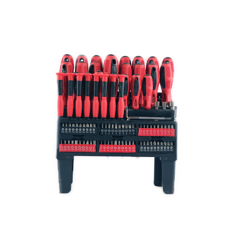 Slotted torx cross flat phillips screwdriver 100 pc screwdriver setcontains socket bits with rack