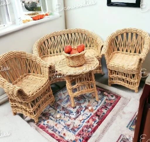 Плетеное плетеное бамбуковое кресло из ротанга и оттоманка 4 шт. элегантная уличная мебель для отдыха развлечений