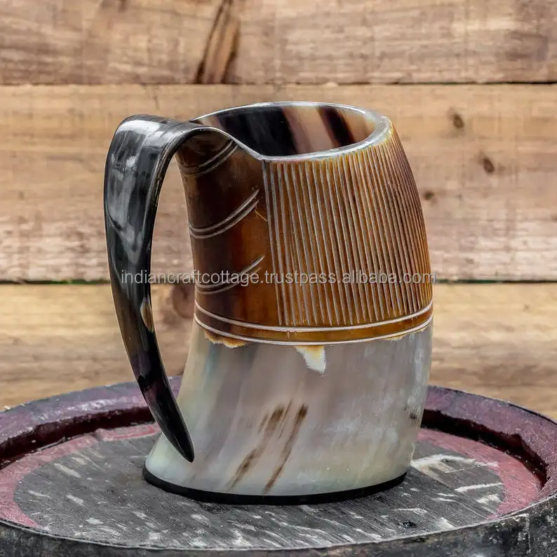 Buffalo Horn Drinking Mug Original Viking Drinking Horn Mug Tankard For Home And Hotel