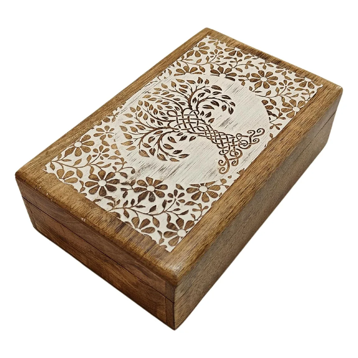 Top Selling Hand Carved Wooden Decorative Box Solid Mango Wood Box for Keepsake Storage, Multipurpose Use Direct Factory Supply