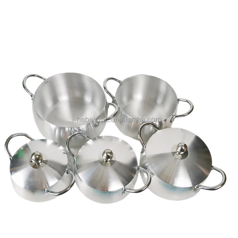 Hot Selling 5pcs 16 18 20 22 24 cm Aluminum Cookware Cooking Pot Set With Belly Lid