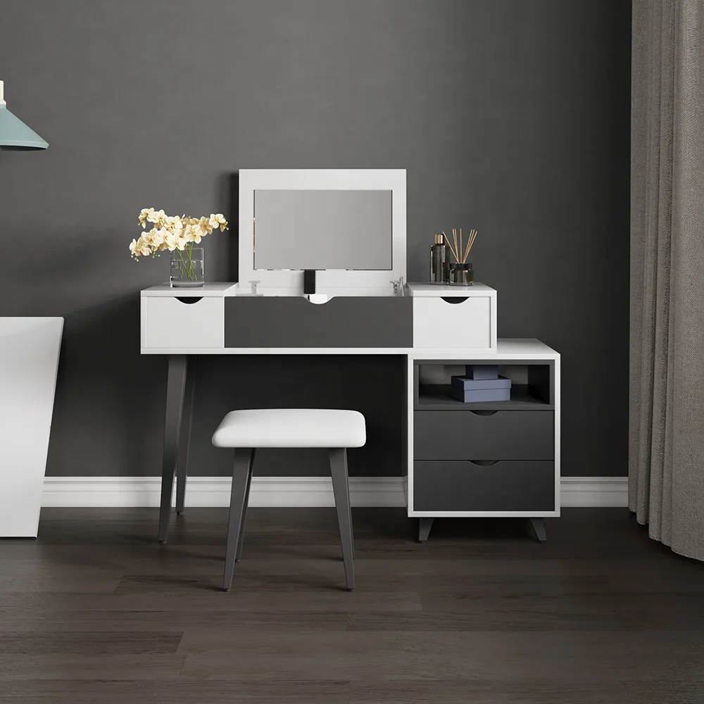 HDF Wood Material Modern Design Dresser Wardrobe Nightstand Bed Hotel Bedroom Furniture Sets For Hotels Hostels