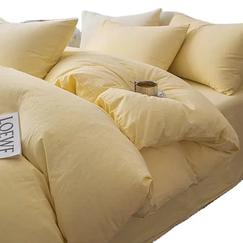 Роскошный коммерческий Комплект постельного белья 100% органического хлопка, комплект из четырех предметов, высококачественный и простой дизайн, популярный товар из Вьетнама