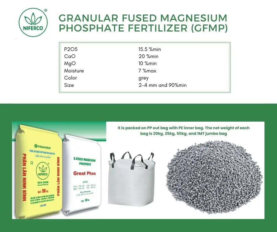 Best selling for granular fused magnesium phosphate fertilizer ( FMP) product of Vietnam factory