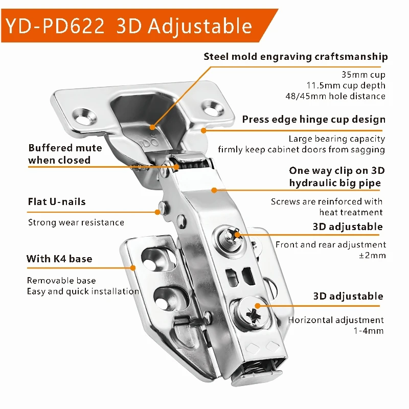 3D Регулируемые дверные петли шкафа