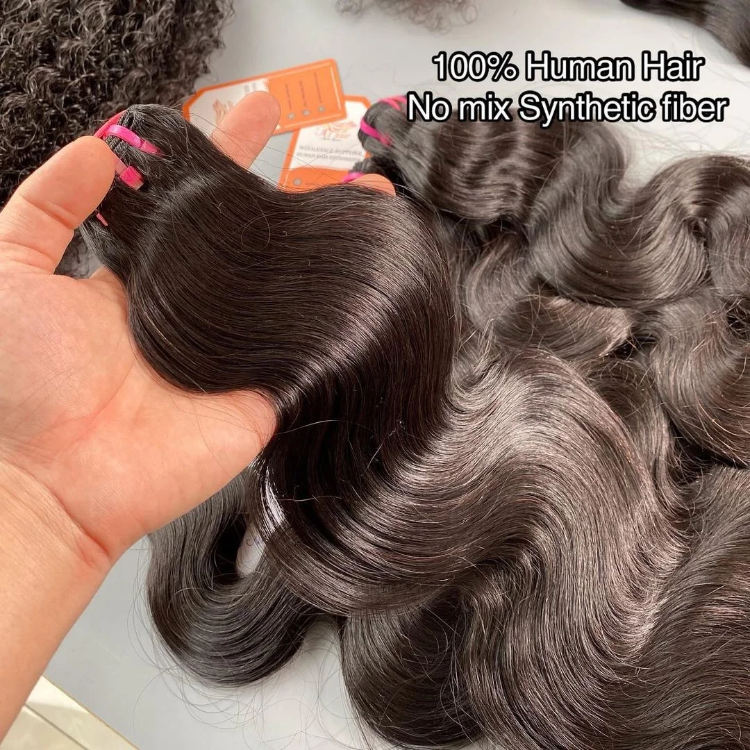 Body Wavy Full Cuticle Aligned Weft Hair Natural Black With Burgundy Tip Vietnamese Human Hair Extensions Length 8'-34'