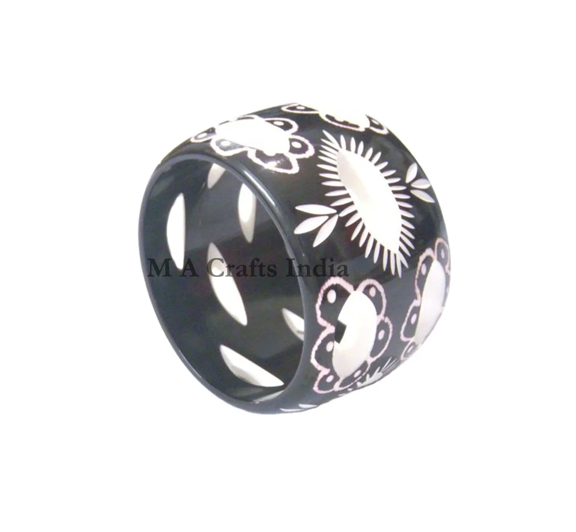 High-Quality Black & White Resin Carving Bangle for Girls & Women bracelets & bangles