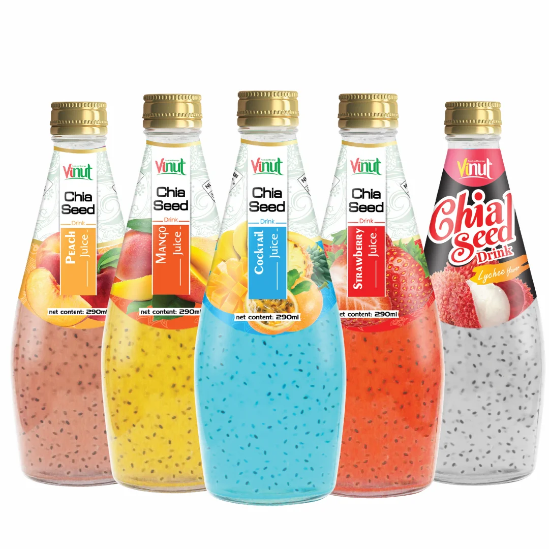 OEM 290ml Pineapple Chia Seed Drink - VINUT Vietnam, Sugar-Free, Private Label, Factory Pricing for Bulk Orders