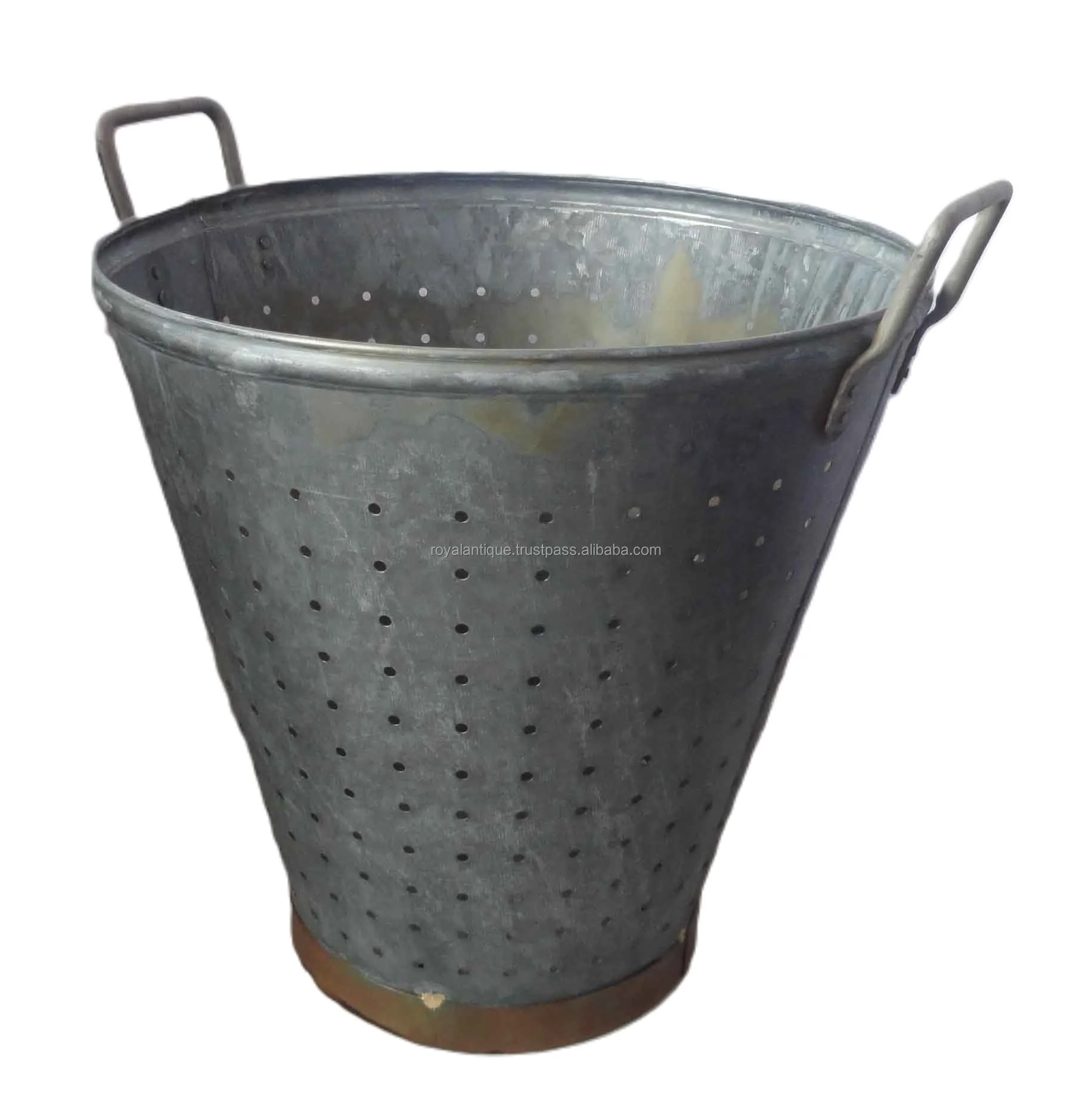 Indian Craft Metal Bucket For Laundry & Gardening Bucket Round Shape Grey Color With Handle  At Best Rate By Indian Supplier