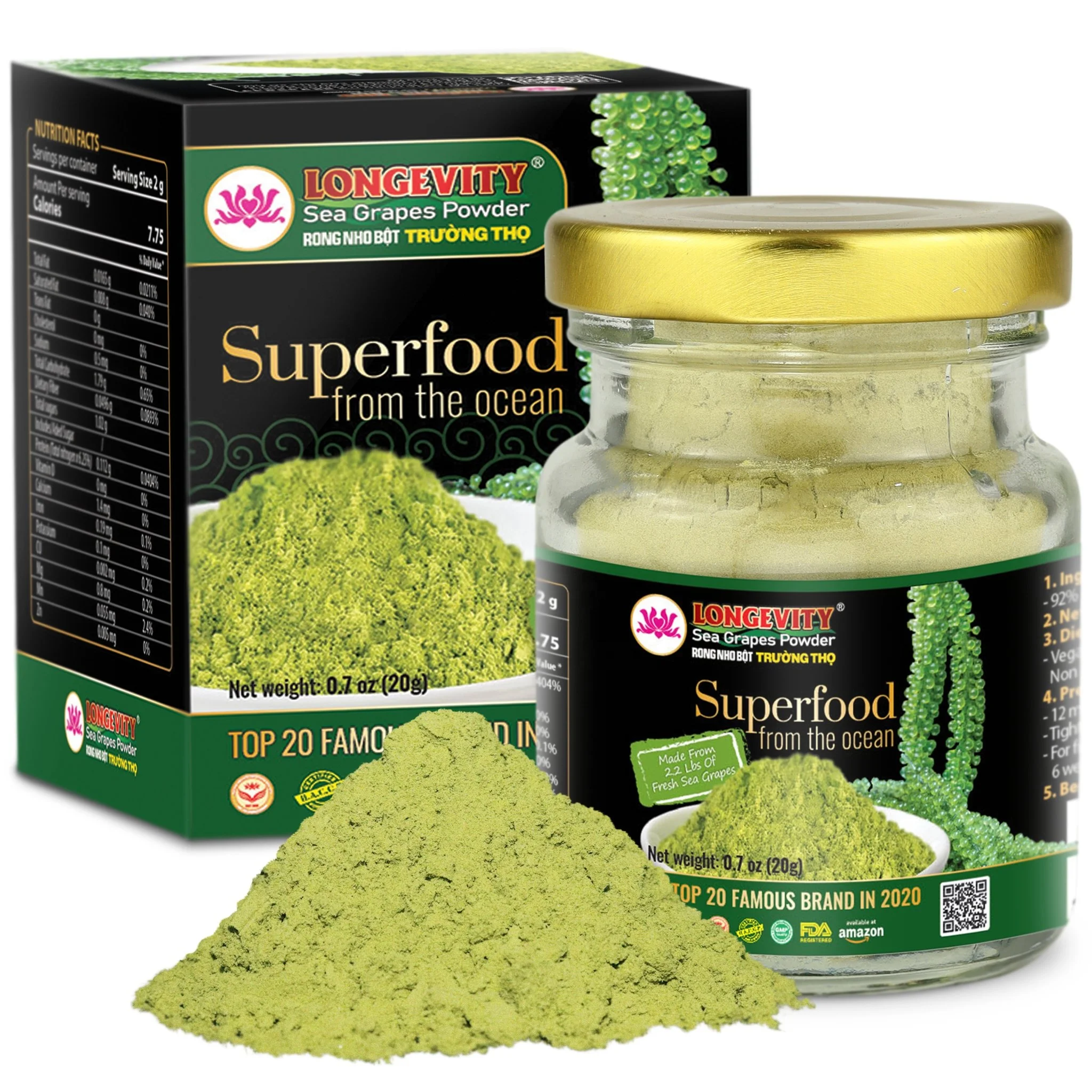 500g Weight Natural Premium Quality Seagrape Cool Places Storage u001DSea u001DGrape Seaweed Longevity Sea Grapes Powder