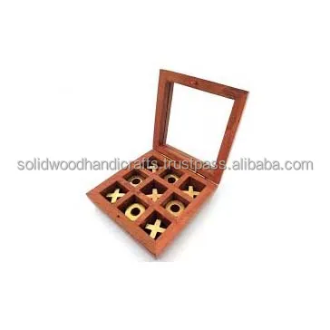 Топ из натурального дерева морская игра Tac Toe с новейшим дизайном латунной инкрустацией и умением для семьи детей