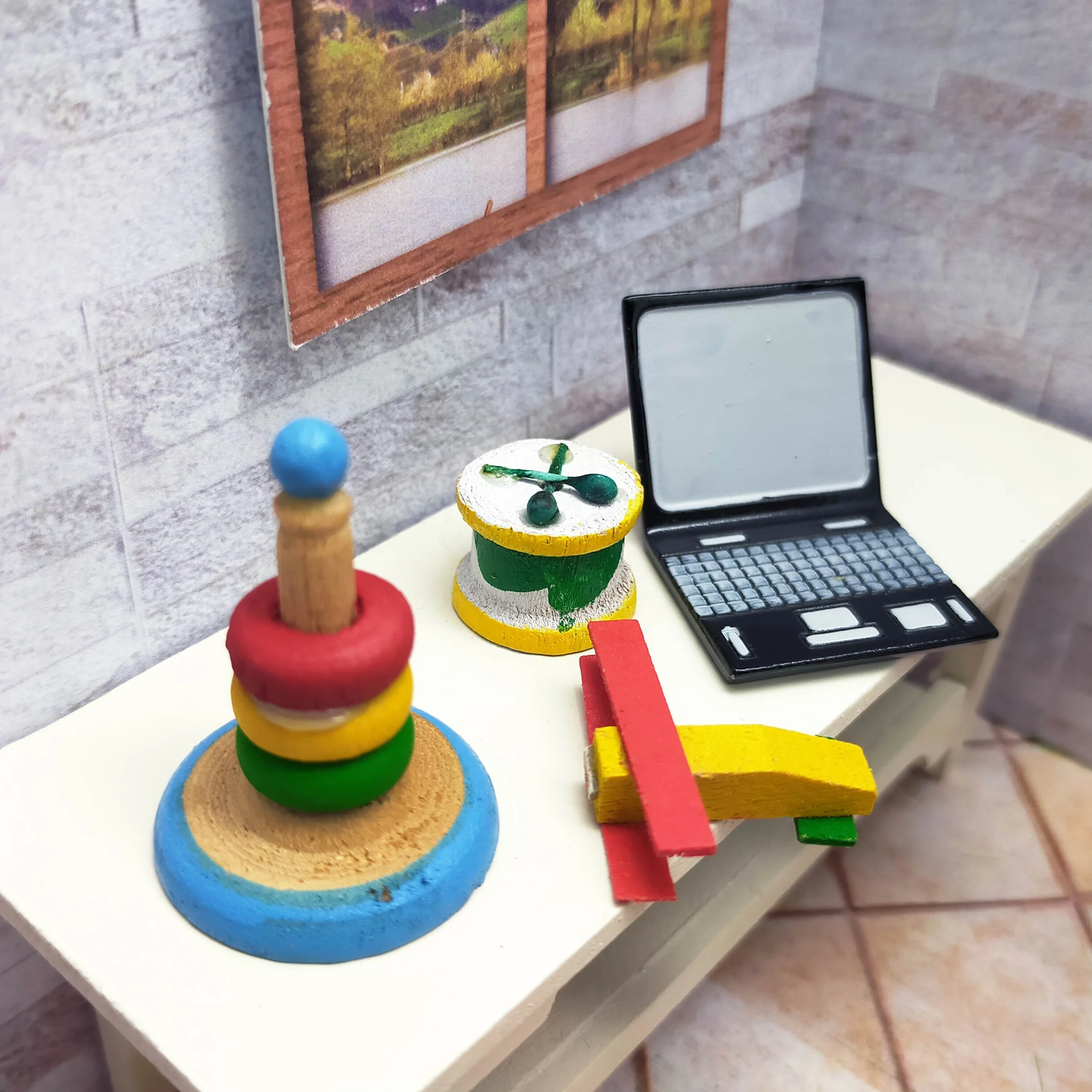 Miniature 1:12 Wood Dollhouse Kids Playroom DIY Toy for Young Creatives