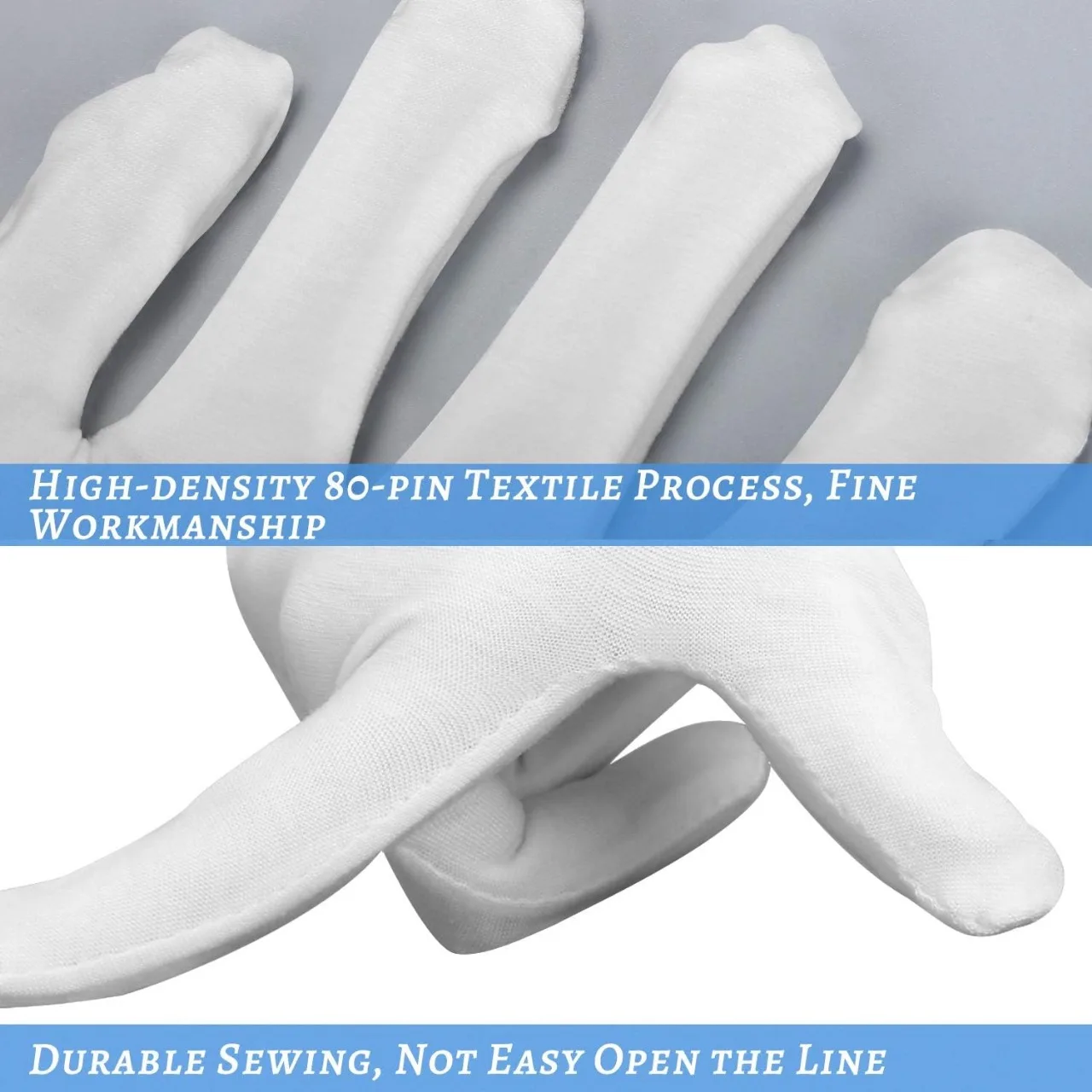 High Quality 100% Cotton Terry Gloves Knitted White Hand Gloves for Daily and Outdoor Use