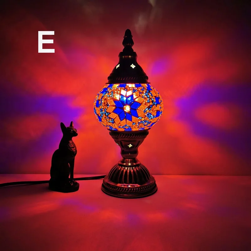 Table Lamp Decorative Handcrafted Small High Quality Dropshipping Turkish Mosaic Glass Iron Modern Novelty LED Bedroom 1 Piece