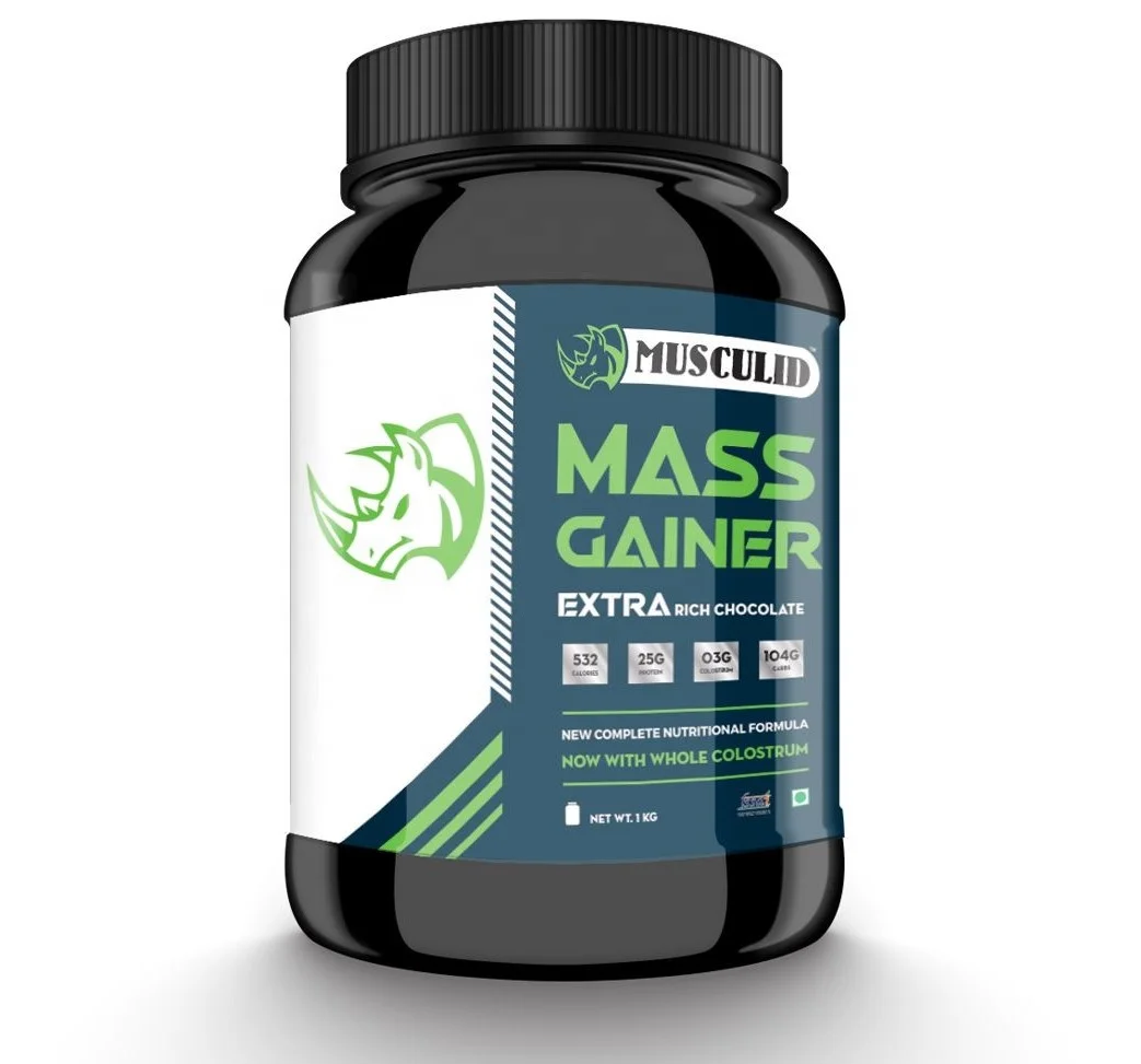 Musculid Mass gainer protein powder with extra rich chocolate flavor/New complete nutritional formula Mass gainer protein powder