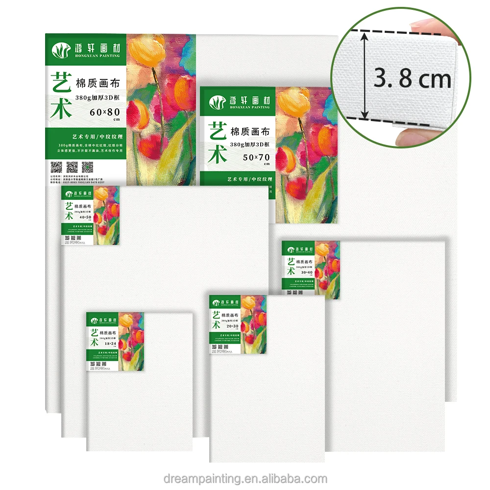 6-pack Blank Stretched Canvas Painting 380g Cotton Thickened Canvas Print Frame for Art Painting Acrylic